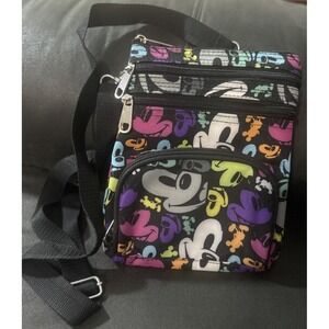 Authentic Disney Parks Mickey Mouse Crossbody Purse Hipster Bag 5 Zippers